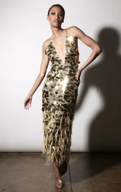 Walter Baker Adriana Dress, Gold Starlet Sequin^Women Dresses