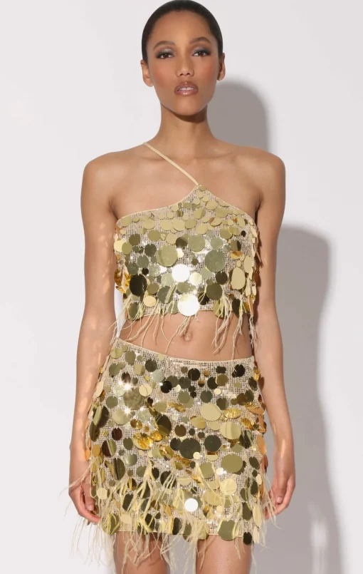 Walter Baker Arabelle Top, Gold Starlet Sequin^Women Tops