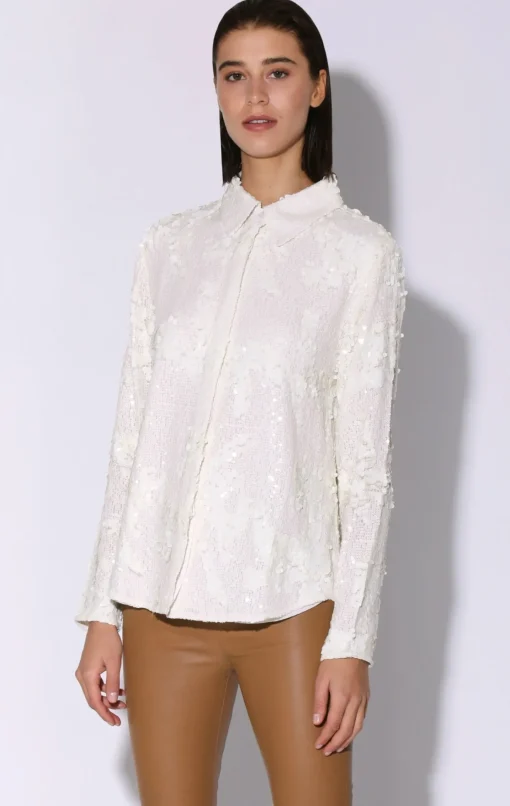 Walter Baker Athena Top, Vanilla Cloud Sequin^Women Tops