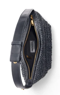 Walter Baker Beck Raffia Shoulder, Black^Women Handbags