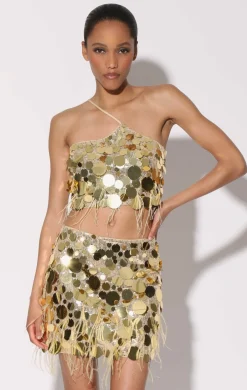 Walter Baker Darcy Skirt, Gold Starlet Sequin^Women Bottoms