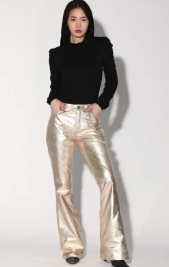 Walter Baker Dimitri Pant, Gold - Leather^Women Leather | Bottoms