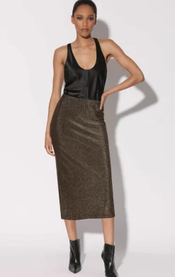 Walter Baker Erica Skirt, Shimmer Knit Gold^Women Bottoms