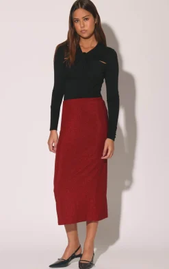 Walter Baker Erica Skirt, Shimmer Knit Red^Women Bottoms