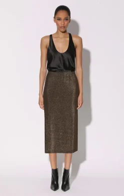 Walter Baker Erica Skirt, Shimmer Knit Gold^Women Bottoms