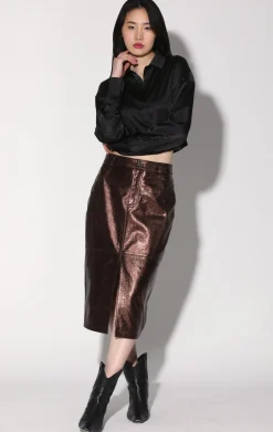 Walter Baker Glynice Skirt, Bronze Leather^Women Leather | Bottoms
