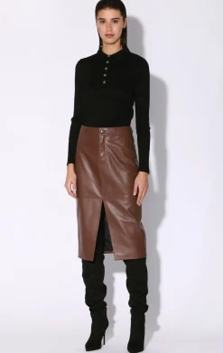 Walter Baker Glynice Skirt, Walnut - Leather^Women Leather | Bottoms