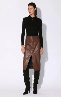 Walter Baker Glynice Skirt, Walnut - Leather^Women Leather | Bottoms