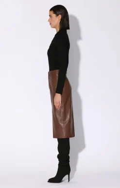 Walter Baker Glynice Skirt, Walnut - Leather^Women Leather | Bottoms