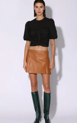 Walter Baker Izzie Skirt, Camel - Leather^Women Bottoms | Leather