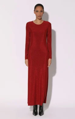 Walter Baker Juliet Dress, Shimmer Knit Red^Women Dresses