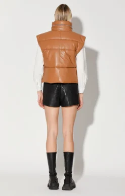 Walter Baker Landon Vest, Camel - Puffer Leather^Women Leather | Jackets