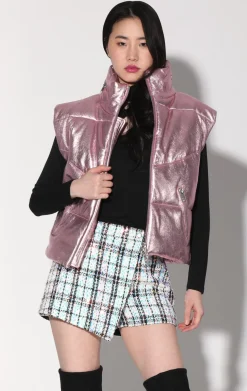 Walter Baker Landon Vest, Pink Frost Metallic - Leather^Women Leather | Jackets