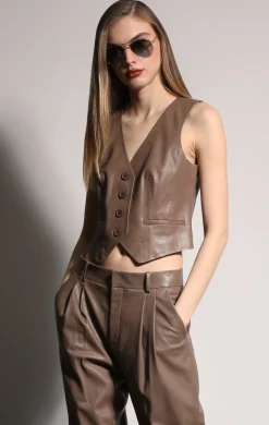 Walter Baker Leslee Vest, Cedar - Leather^Women Leather | Jackets