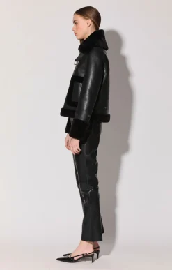 Walter Baker Lianna Jacket, Black Leather/ Black Fur^Women Leather | Jackets