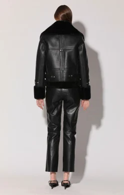Walter Baker Lianna Jacket, Black Leather/ Black Fur^Women Leather | Jackets
