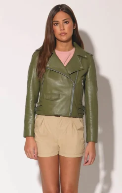 Walter Baker Liz Jacket, Greek Olive - Leather^Women Leather | Jackets