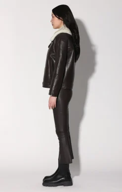Walter Baker Mariah Jacket, Mocha Leather Off White Fur - Leather Shearling^Women Leather | Jackets