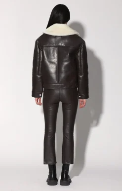 Walter Baker Mariah Jacket, Mocha Leather Off White Fur - Leather Shearling^Women Leather | Jackets