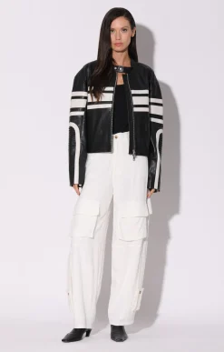 Walter Baker Matteo Jacket, Black White - Leather^Women Leather | Jackets