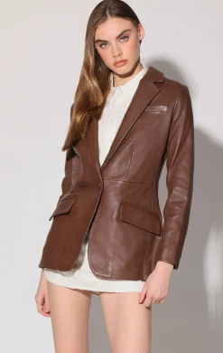 Walter Baker Mia Blazer, Walnut - Leather^Women Leather | Jackets