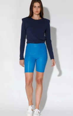 Walter Baker Monique Short, Bright Blue - Stretch Leather^Women Leather | Bottoms