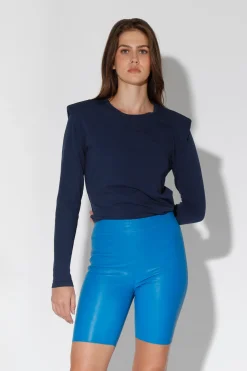 Walter Baker Monique Short, Bright Blue - Stretch Leather^Women Leather | Bottoms