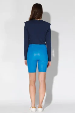 Walter Baker Monique Short, Bright Blue - Stretch Leather^Women Leather | Bottoms