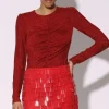 Walter Baker Nadene Skirt, Dashing Red Sequin^Women Bottoms