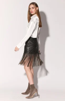 Walter Baker Sabrina Skirt, Black Beige - Leather^Women Leather | Bottoms