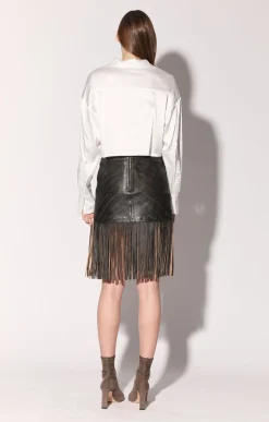 Walter Baker Sabrina Skirt, Black Beige - Leather^Women Leather | Bottoms