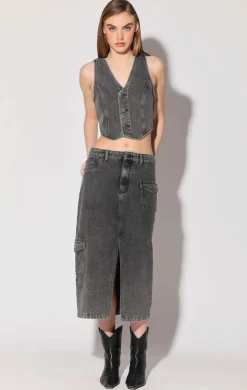 Walter Baker Selene Skirt, Grey Wash^Women Bottoms