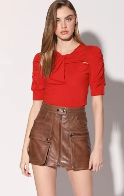 Walter Baker Shirley Skirt, Teak - Leather^Women Leather | Bottoms