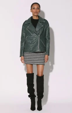 Walter Baker Skyler Studded Jacket, Hunter With Silver - Leather^Women Leather | Jackets