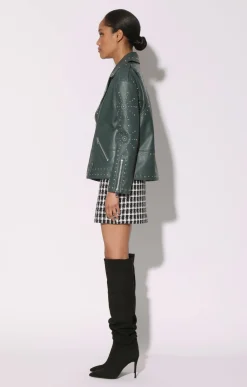 Walter Baker Skyler Studded Jacket, Hunter With Silver - Leather^Women Leather | Jackets