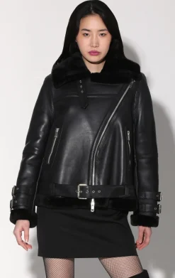 Walter Baker Whitney Jacket, Black Leather/ Black Fur - Leather^Women Leather | Jackets