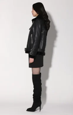 Walter Baker Whitney Jacket, Black Leather/ Black Fur - Leather^Women Leather | Jackets