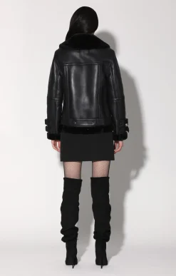 Walter Baker Whitney Jacket, Black Leather/ Black Fur - Leather^Women Leather | Jackets