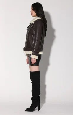 Walter Baker Whitney Jacket, Mocha/Off White - Leather^Women Leather | Jackets